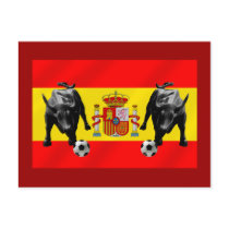 España La Furia Roja futbol Toro Flag of Spain Post Cards