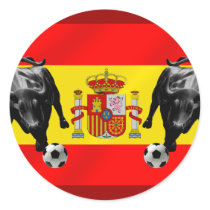 España La Furia Roja futbol Toro Flag of Spain Round Stickers