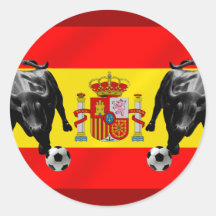 España La Furia Roja futbol Toro Flag of Spain Round Sticker