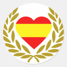 espana-laurel-heart-2. round stickers