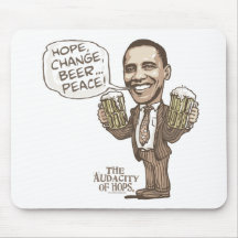 Espoir, changement, bière… Paix Barack Obama Tapis De Souris