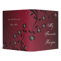 Espresso Crimson Floral Swirl Recipe Book 3 Ring Binder
