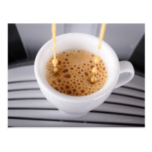 Espresso pouring into cup postcard