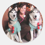 Espy and Domino - Siberian Huskies - LeCount Round Sticker