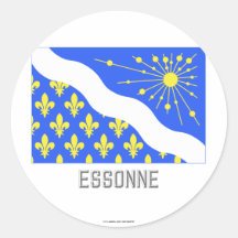 Essonne flag with name round stickers