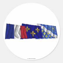 Essonne, Île-de-France & France flags Round Sticker