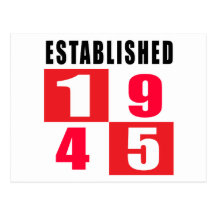 Established 1945 Birthday Designs Postcard