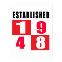 Established 1948 Birthday Designs Post Cards