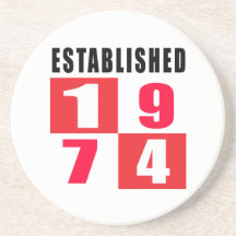 Established 1974 Birthday Designs Beverage Coaster