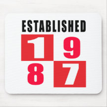 Established 1987 Birthday Designs Mouse Pads