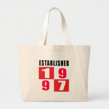 Established 1997 Birthday Designs Tote Bag