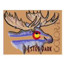 Estes Park Colorado elk postcard