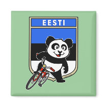 Estonia Cycling Panda Refrigerator Magnet