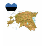 Estonia Flag Heart and Map T-Shirt