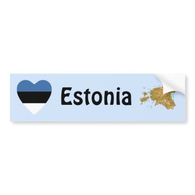 Estonia Flag Heart + Map Bumper Sticker by FlagAndMap