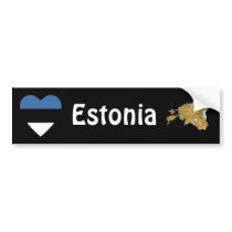 Estonia Flag Heart + Map Bumper Sticker