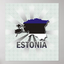 Estonia Flag Map 2.0 Poster