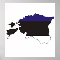 Estonia Flag Map full size Poster