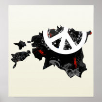 Estonia Trendy Peace Sign with Estonian map Poster