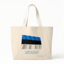 Estonia Waving Flag with Name Tote Bags