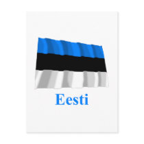 Estonia Waving Flag with Name in Estonian