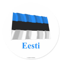 Estonia Waving Flag with Name in Estonian