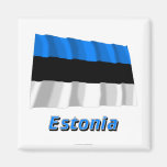 Estonia Waving Flag with Name Magnets