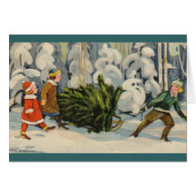 Estonian Family with Christmas Tree Card