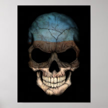 Estonian Flag Skull on Black Posters
