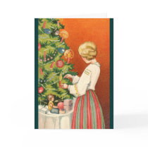 Estonian Girl at Christmas Tree Cards