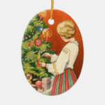 Estonian Girl at Christmas Tree Ornament ornaments