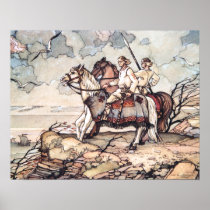 Estonian Vikings on Horseback, Watercolour Print
