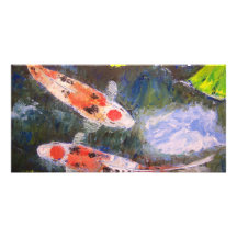 Étang à poissons de Koi Modèle Pour Photocarte