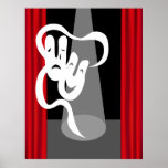 Étape de théâtre avec l'affiche de masque