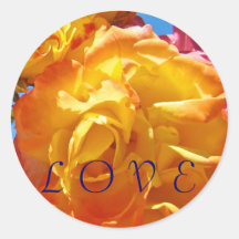 Été orange de fleur de rose jaune d'autocollants d
