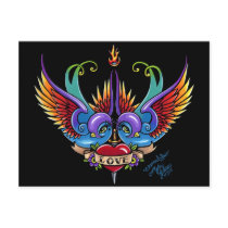 Eternal Love Rainbow Swallow Tattoo Postcard