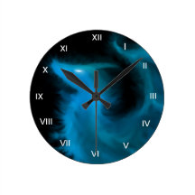 Ethereal Flame Dragon Round Wall Clock