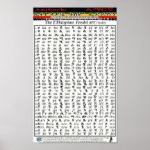 Ethiopian World Federation Amharic Alphabet Chart Poster