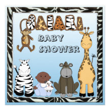 Ethnic Baby Boy & Safari Animals Baby Shower Announcement