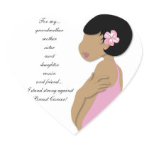 Ethnic I Stand Strong against Breast Cancer Heart Stickers