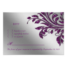 Étincelle pourpre de carte- de réponse de mariage  invitations