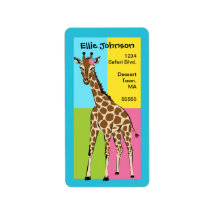 Étiquette de adresse coloré de girafe de fille d'a étiquette d’adresse