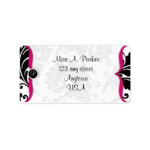 Étiquette de adresse de damassé de roses indien et étiquette d’adresse