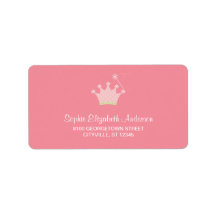 Étiquette de adresse de princesse Crown Kids Étiquette D’adresse