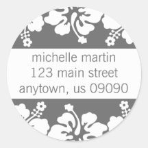 Étiquette de adresse de retour de fleurs de ketmie autocollants