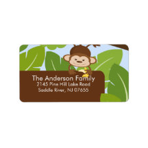 Étiquette de adresse mignon de cadre de singe de j étiquettes d’adresse