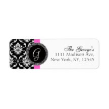 Étiquette de adresse rose initial de mariage de da étiquettes d’adresse retour