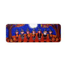 Étiquette de Halloween de 7 petit sorcières Étiquette D’adresse Retour