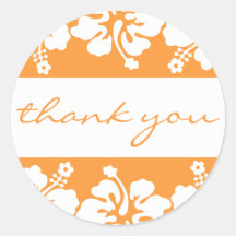 Étiquette de Merci de fleurs de ketmie (orange) Autocollants