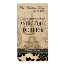 Étiquette de vin de sable de Tour Eiffel | de Fleu Étiquettes D’expédition